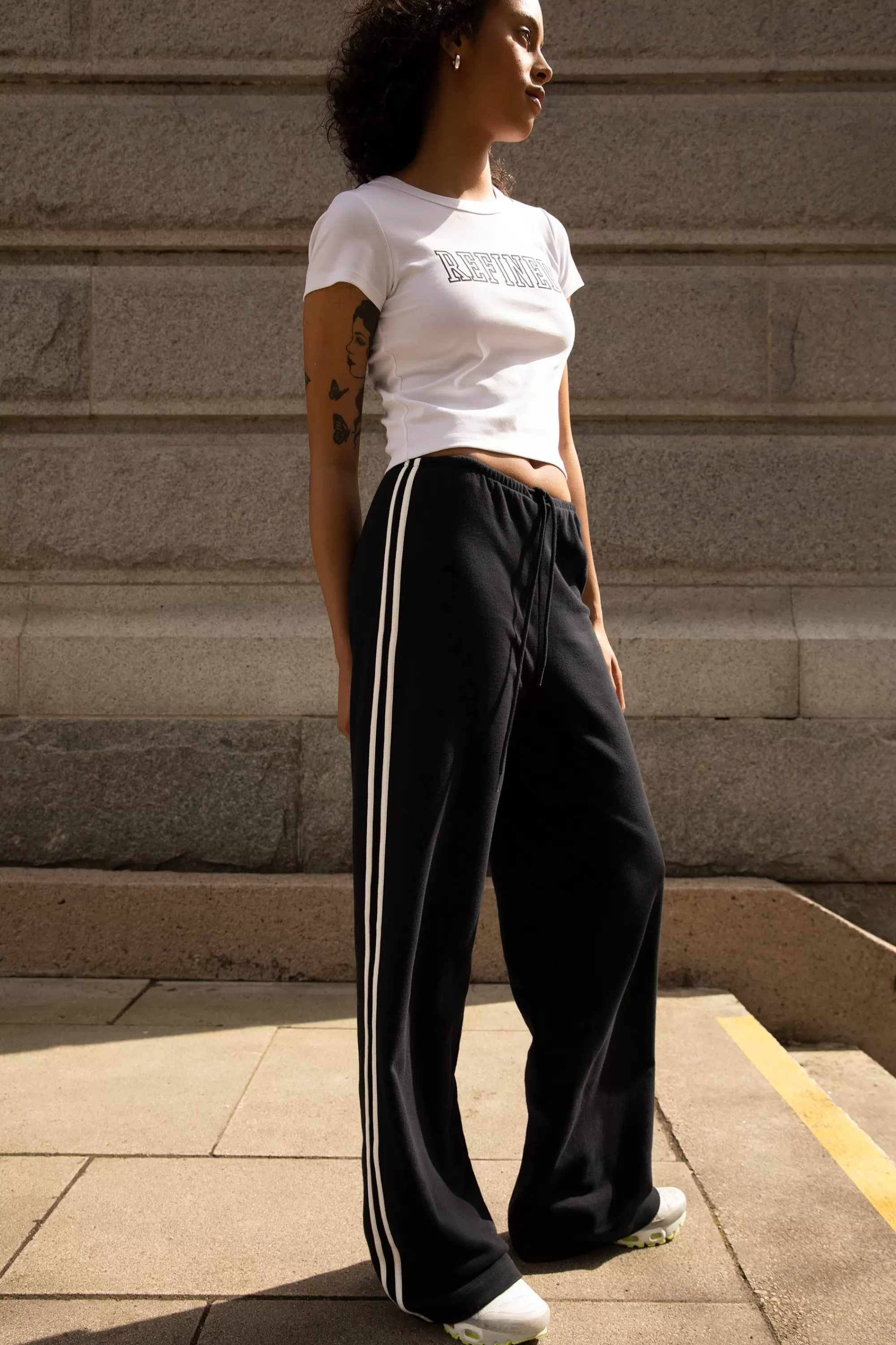OAK + FORT WIDE LEG SWEATPANTS WITH SIDE DETAIL | Women Pants