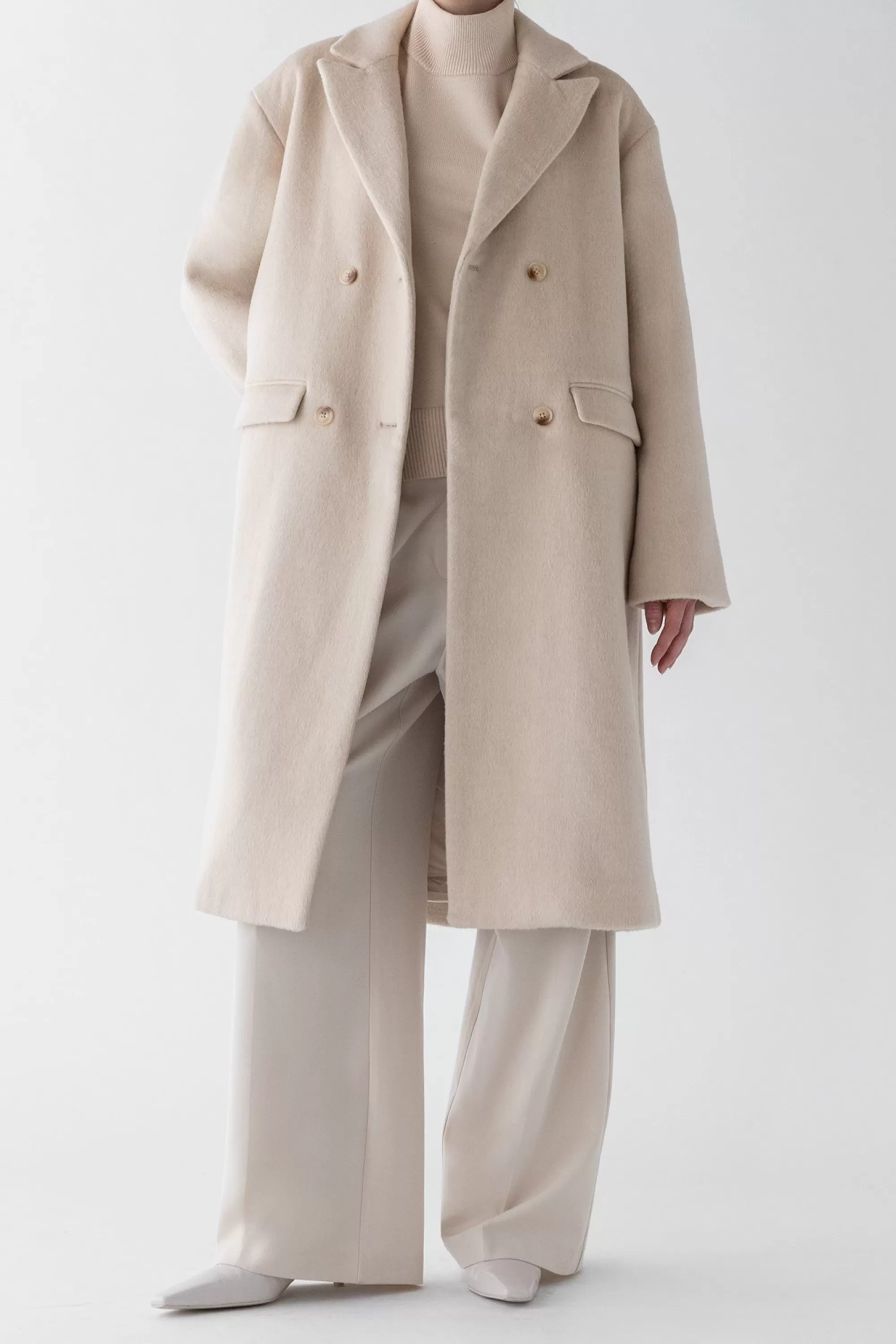 OAK + FORT WOOL-BLEND DOUBLE BREASTED COAT | Women Coats & Jackets