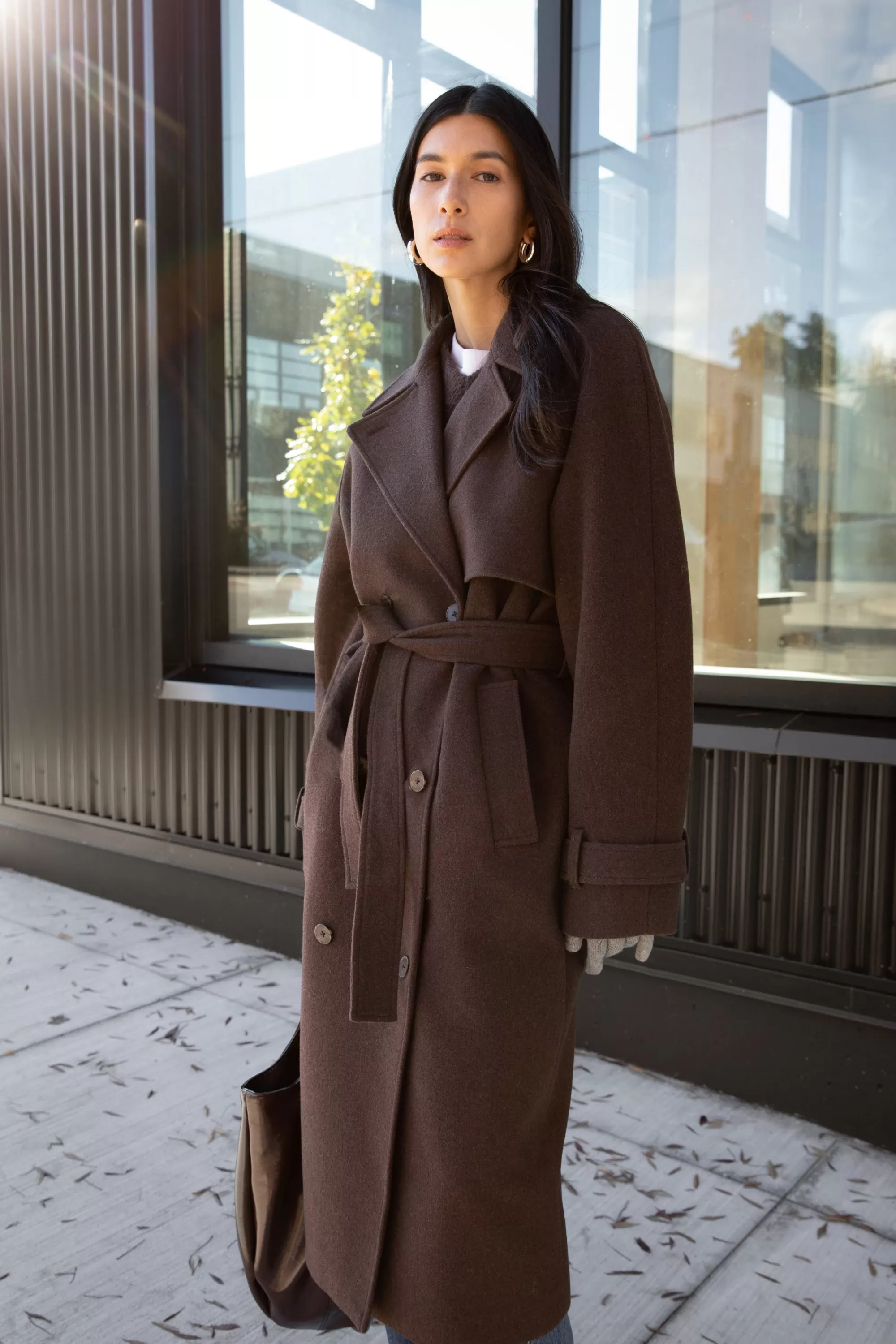 OAK + FORT WOOL-BLEND TRENCH COAT | Women Coats & Jackets