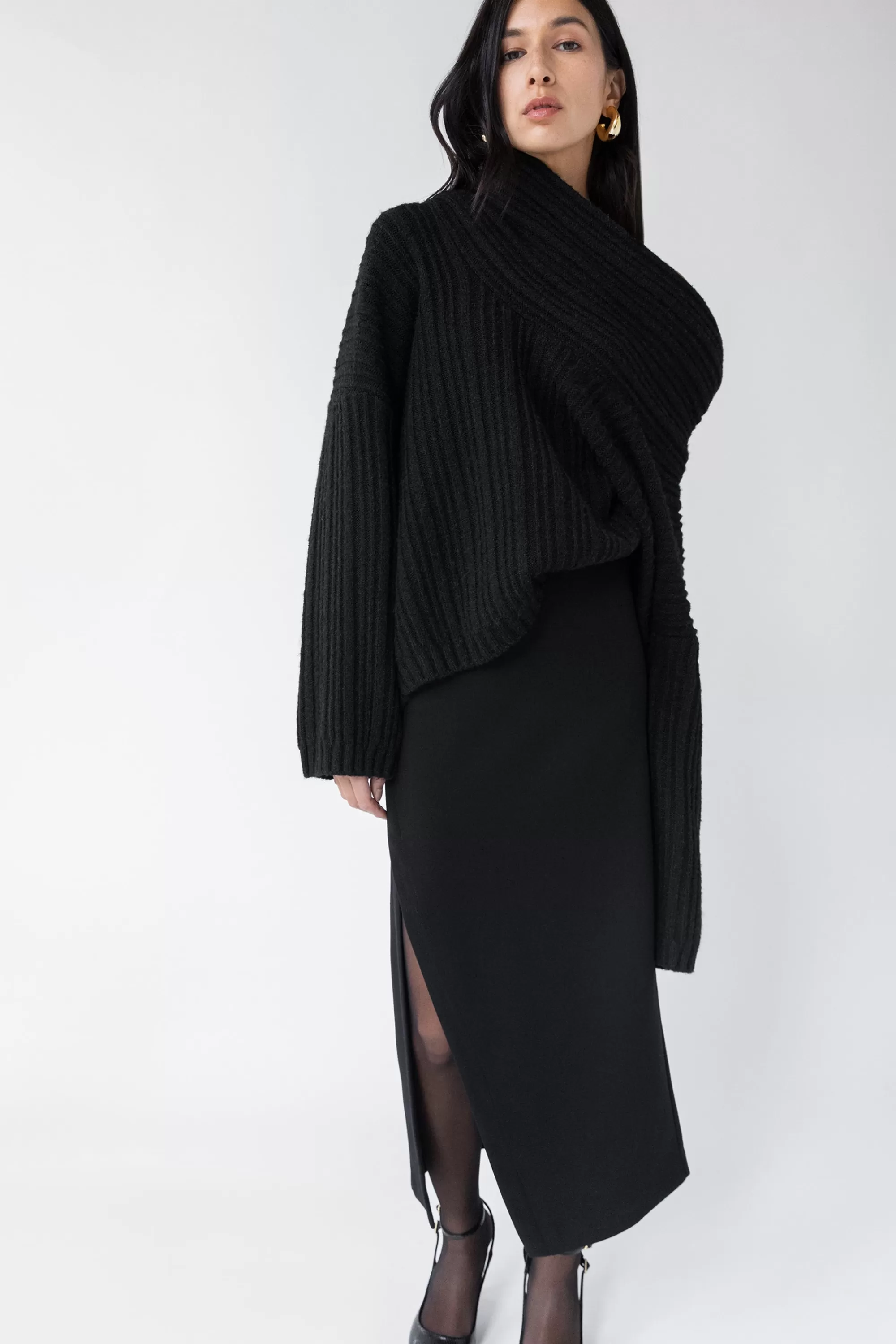 OAK + FORT WRAP MAXI SUITING SKIRT | Women Skirts
